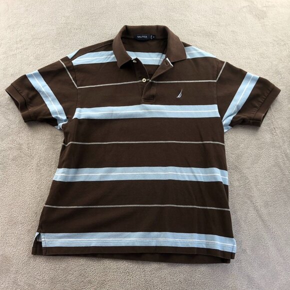 2 Nautica Mens Polo Shirt Medium Lot Of Two Short Sleeve Striped Casual Travel - Picture 5 of 14